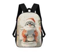 sinyumoney Sac À Dos Scolaire Pour Enfants Imprimé En 3D Penguin Reading on Toilet Sac À Dos De Sport Pour Garçons Et Filles, Sac À Dos Tendance 17inch