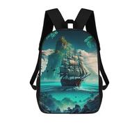 sinyumoney Sac À Dos Scolaire Pour Enfants Imprimé En 3D Pirate Ship in Tropical Paradise, Grande Capacité, Idéal Pour Les Voyages, Les Livres Et L'école.