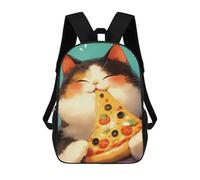 sinyumoney Sac À Dos Scolaire Pour Enfants Imprimé En 3D Pizza Loving Calico Cat Sac À Dos De Sport Pour Garçons Et Filles, Sac À Dos Tendance 17inch