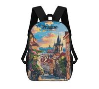 sinyumoney Sac À Dos Scolaire Pour Enfants Imprimé En 3D Prague Cityscape Sac À Dos De Sport Pour Garçons Et Filles, Sac À Dos Tendance 17inch