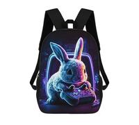sinyumoney Sac À Dos Scolaire Pour Enfants Imprimé En 3D Rabbit Neon Game Sacs À Dos, Sacs À Dos De Voyage Décontractés, Grand Sac À Dos De Jour Pour Garçons 17inch