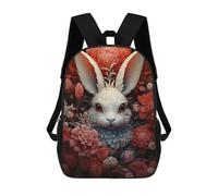 sinyumoney Sac À Dos Scolaire Pour Enfants Imprimé En 3D Rabbit Red Flowers Sacs À Dos, Sacs À Dos De Voyage Décontractés, Grand Sac À Dos De Jour Pour Garçons 17inch