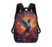 sinyumoney Sac À Dos Scolaire Pour Enfants Imprimé En 3D Rainbow Hummingbird in Flames Sac À Dos De Sport Pour Garçons Et Filles, Sac À Dos Tendance 17inch