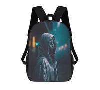 sinyumoney Sac À Dos Scolaire Pour Enfants Imprimé En 3D Rainy Night Hooded Figure -1, Grande Capacité, Idéal Pour Les Voyages, Les Livres Et L'école.