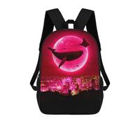 sinyumoney Sac À Dos Scolaire Pour Enfants Imprimé En 3D Red Moon High Tide Sac À Dos De Sport Pour Garçons Et Filles, Sac À Dos Tendance 17inch