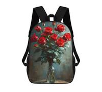 sinyumoney Sac À Dos Scolaire Pour Enfants Imprimé En 3D Red Roses in Vase Sac À Dos De Sport Pour Garçons Et Filles, Sac À Dos Tendance 17inch