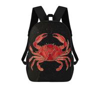 sinyumoney Sac À Dos Scolaire Pour Enfants Imprimé En 3D Red Stained Glass Crab on Black Sac À Dos De Sport Pour Garçons Et Filles, Sac À Dos Tendance 17inch