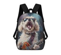 sinyumoney Sac À Dos Scolaire Pour Enfants Imprimé En 3D Rock Star Pup with Guitar -7, Grande Capacité, Idéal Pour Les Voyages, Les Livres Et L'école.