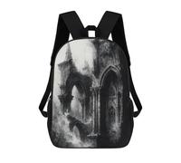 sinyumoney Sac À Dos Scolaire Pour Enfants Imprimé En 3D Ruined Gothic Architecture in Monochrome Sacs À Dos, Sacs À Dos De Voyage Décontractés, Grand Sac À Dos De Jour Pour Garçons 17inch