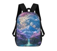 sinyumoney Sac À Dos Scolaire Pour Enfants Imprimé En 3D Sakura Falls of Fuji Sac À Dos De Sport Pour Garçons Et Filles, Sac À Dos Tendance 17inch