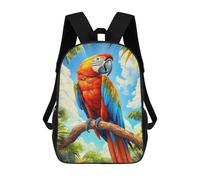 sinyumoney Sac À Dos Scolaire Pour Enfants Imprimé En 3D Scarlet Macaw on Branch Sacs À Dos, Sacs À Dos De Voyage Décontractés, Grand Sac À Dos De Jour Pour Garçons 17inch