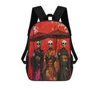 sinyumoney Sac À Dos Scolaire Pour Enfants Imprimé En 3D Skeletal Geishas Sac À Dos De Sport Pour Garçons Et Filles, Sac À Dos Tendance 17inch
