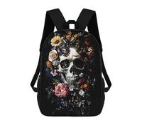 sinyumoney Sac À Dos Scolaire Pour Enfants Imprimé En 3D Skull And Flower Sac À Dos De Sport Pour Garçons Et Filles, Sac À Dos Tendance 17inch
