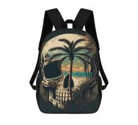 sinyumoney Sac À Dos Scolaire Pour Enfants Imprimé En 3D Skull Beach Sunset Artwork, Grande Capacité, Idéal Pour Les Voyages, Les Livres Et L'école.