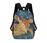 sinyumoney Sac À Dos Scolaire Pour Enfants Imprimé En 3D Sleeping Deer Under Starry Night Sac À Dos De Sport Pour Garçons Et Filles, Sac À Dos Tendance 17inch