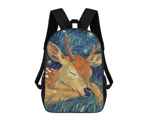 sinyumoney Sac À Dos Scolaire Pour Enfants Imprimé En 3D Sleeping Deer Under Starry Night Sac À Dos De Sport Pour Garçons Et Filles, Sac À Dos Tendance 17inch