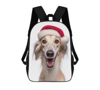 sinyumoney Sac À Dos Scolaire Pour Enfants Imprimé En 3D Smiling Saluki Dog with Santa Hat Sac À Dos De Sport Pour Garçons Et Filles, Sac À Dos Tendance 17inch