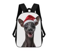 sinyumoney Sac À Dos Scolaire Pour Enfants Imprimé En 3D Smiling Xoloitzcuintli Dog with Santa Hat Sac À Dos De Sport Pour Garçons Et Filles, Sac À Dos Tendance 17inch