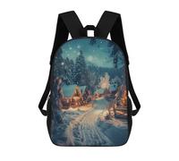 sinyumoney Sac À Dos Scolaire Pour Enfants Imprimé En 3D Snowy Village Starry Sky Sac À Dos De Sport Pour Garçons Et Filles, Sac À Dos Tendance 17inch