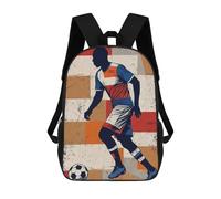 sinyumoney Sac À Dos Scolaire Pour Enfants Imprimé En 3D Soccer Player Silhouette with Ball Sac À Dos De Sport Pour Garçons Et Filles, Sac À Dos Tendance 17inch