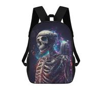 sinyumoney Sac À Dos Scolaire Pour Enfants Imprimé En 3D Space Skeleton with Helmet, Grande Capacité, Idéal Pour Les Voyages, Les Livres Et L'école.