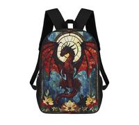 sinyumoney Sac À Dos Scolaire Pour Enfants Imprimé En 3D Stained Glass Dragon Sacs À Dos, Sacs À Dos De Voyage Décontractés, Grand Sac À Dos De Jour Pour Garçons 17inch