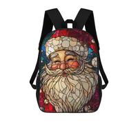 sinyumoney Sac À Dos Scolaire Pour Enfants Imprimé En 3D Stained Glass Santa Claus Sacs À Dos, Sacs À Dos De Voyage Décontractés, Grand Sac À Dos De Jour Pour Garçons 17inch