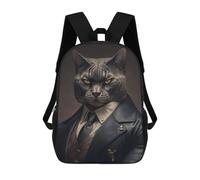 sinyumoney Sac À Dos Scolaire Pour Enfants Imprimé En 3D Stylish Cat in Formal Attire Sac À Dos De Sport Pour Garçons Et Filles, Sac À Dos Tendance 17inch