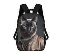 sinyumoney Sac À Dos Scolaire Pour Enfants Imprimé En 3D Stylish Siamese Cat Portrait Sacs À Dos, Sacs À Dos De Voyage Décontractés, Grand Sac À Dos De Jour Pour Garçons 17inch
