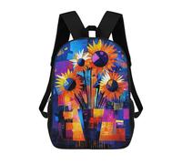 sinyumoney Sac À Dos Scolaire Pour Enfants Imprimé En 3D Sunflowers - Reimagined in Vibrant Abstract Sacs À Dos, Sacs À Dos De Voyage Décontractés, Grand Sac À Dos De Jour Pour Garçons 17inch