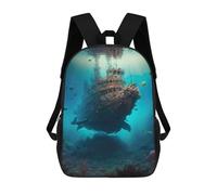 sinyumoney Sac À Dos Scolaire Pour Enfants Imprimé En 3D Sunken Ship Coral Reef Sac À Dos De Sport Pour Garçons Et Filles, Sac À Dos Tendance 17inch