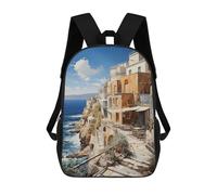 sinyumoney Sac À Dos Scolaire Pour Enfants Imprimé En 3D Sunset Over Santorini Sacs À Dos, Sacs À Dos De Voyage Décontractés, Grand Sac À Dos De Jour Pour Garçons 17inch
