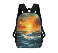 sinyumoney Sac À Dos Scolaire Pour Enfants Imprimé En 3D Sunset Water Waves Ocean Sacs À Dos, Sacs À Dos De Voyage Décontractés, Grand Sac À Dos De Jour Pour Garçons 17inch