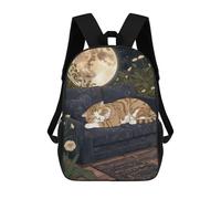 sinyumoney Sac À Dos Scolaire Pour Enfants Imprimé En 3D Tabby Cat Sleeping Under The Moon Sac À Dos De Sport Pour Garçons Et Filles, Sac À Dos Tendance 17inch