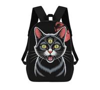 sinyumoney Sac À Dos Scolaire Pour Enfants Imprimé En 3D Three-Eyed Cat with Red Moon Sacs À Dos, Sacs À Dos De Voyage Décontractés, Grand Sac À Dos De Jour Pour Garçons 17inch