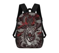 sinyumoney Sac À Dos Scolaire Pour Enfants Imprimé En 3D Tiger And Dragon Sac À Dos De Sport Pour Garçons Et Filles Sac À Dos Tendance 17inch