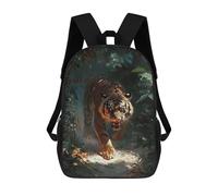 sinyumoney Sac À Dos Scolaire Pour Enfants Imprimé En 3D Tiger in The Jungle Sac À Dos De Sport Pour Garçons Et Filles, Sac À Dos Tendance 17inch