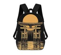sinyumoney Sac À Dos Scolaire Pour Enfants Imprimé En 3D Torii Gate with Rising Sun Illustration, Grande Capacité, Idéal Pour Les Voyages, Les Livres Et L'école.