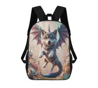 sinyumoney Sac À Dos Scolaire Pour Enfants Imprimé En 3D Unicorn Wolf Pup with Dragon Wings Sacs À Dos, Sacs À Dos De Voyage Décontractés, Grand Sac À Dos De Jour Pour Garçons 17inch