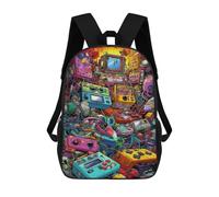 sinyumoney Sac À Dos Scolaire Pour Enfants Imprimé En 3D Vibrant Retro Gaming Collage -6, Grande Capacité, Idéal Pour Les Voyages, Les Livres Et L'école.