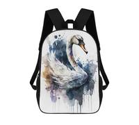 sinyumoney Sac À Dos Scolaire Pour Enfants Imprimé En 3D Watercolor Bird Swan Sacs À Dos, Sacs À Dos De Voyage Décontractés, Grand Sac À Dos De Jour Pour Garçons 17inch