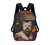 sinyumoney Sac À Dos Scolaire Pour Enfants Imprimé En 3D Westie Christmas by Fireplace Painting Christmas Dog Art Sac À Dos De Sport Pour Garçons Et Filles, Sac À Dos Tendance 17inch