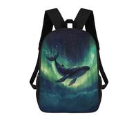 sinyumoney Sac À Dos Scolaire Pour Enfants Imprimé En 3D Whale And Aurora Borealis Sacs À Dos, Sacs À Dos De Voyage Décontractés, Grand Sac À Dos De Jour Pour Garçons 17inch