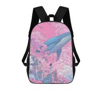 sinyumoney Sac À Dos Scolaire Pour Enfants Imprimé En 3D Whale in The Sky with Girl Sac À Dos De Sport Pour Garçons Et Filles, Sac À Dos Tendance 17inch