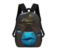 sinyumoney Sac À Dos Scolaire Pour Enfants Imprimé En 3D Whale in Well Sacs À Dos, Sacs À Dos De Voyage Décontractés, Grand Sac À Dos De Jour Pour Garçons 17inch