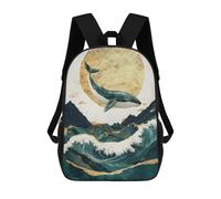sinyumoney Sac À Dos Scolaire Pour Enfants Imprimé En 3D Whale Leaping Over Waves Sac À Dos De Sport Pour Garçons Et Filles, Sac À Dos Tendance 17inch
