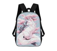 sinyumoney Sac À Dos Scolaire Pour Enfants Imprimé En 3D White Kitsune Sakura Tree Sac À Dos De Sport Pour Garçons Et Filles, Sac À Dos Tendance 17inch