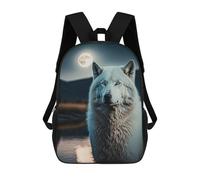 sinyumoney Sac À Dos Scolaire Pour Enfants Imprimé En 3D White Wolf And The Moon, Grande Capacité, Idéal Pour Les Voyages, Les Livres Et L'école.
