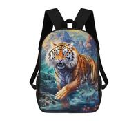 sinyumoney Sac À Dos Scolaire Pour Enfants Imprimé En 3D Wild Tiger in Mountainous Landscape, Grande Capacité, Idéal Pour Les Voyages, Les Livres Et L'école.