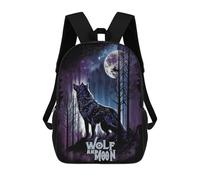 sinyumoney Sac À Dos Scolaire Pour Enfants Imprimé En 3D Wolf And Moon Sac À Dos De Sport Pour Garçons Et Filles, Sac À Dos Tendance 17inch